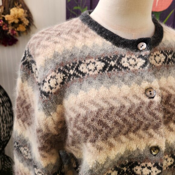 Vintage Valerie Stevens Furblend Angora & Lambswool Button Up Cardigan Sweater - Picture 6 of 15